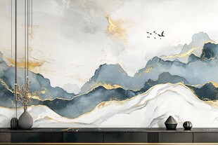 新中式山水背景墙装饰画