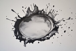 水墨飞溅的抽象艺术画面