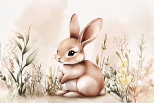 草丛中的可爱小兔子