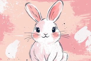 可爱粉白兔子插画