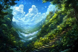 梦幻山林间的云景小径