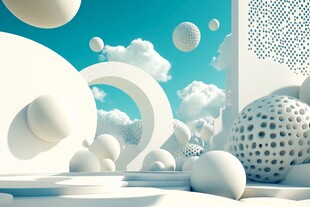梦幻白色几何场景空间