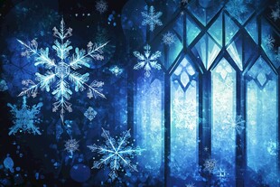 梦幻冰雪教堂背景图