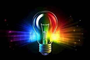 炫彩发光灯泡创意背景图