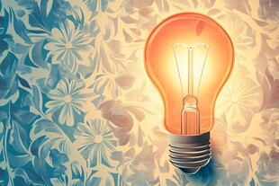 复古风灯泡插画背景图
