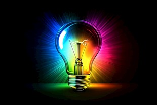 彩色光芒灯泡创意画面