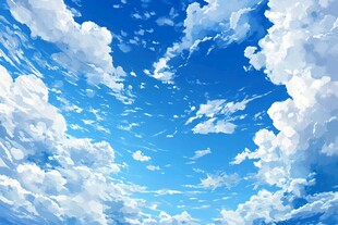 梦幻蓝天与蓬松云朵