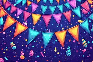 缤纷彩旗营造欢乐派对氛围