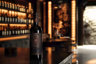 酒吧台的精致红酒瓶