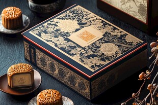 中式精美月饼礼盒与月饼