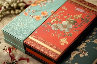 中式花卉图案精美礼盒