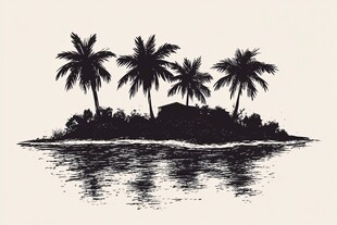 热带小岛棕榈树风景图