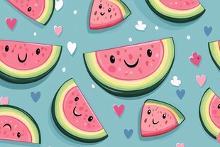 可爱西瓜图案背景插画