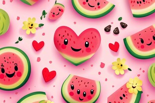 可爱西瓜图案营造甜蜜氛围