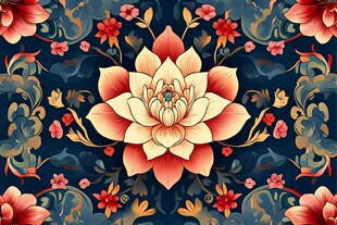 中式繁花锦簇复古花纹图案