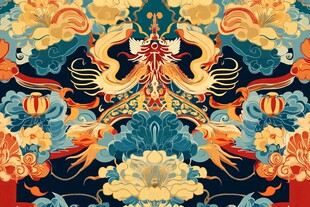 中式凤纹花卉传统图案