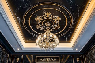 奢华黑金风天花板装饰艺术