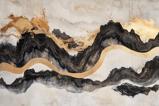 水墨金韵山水抽象艺术画