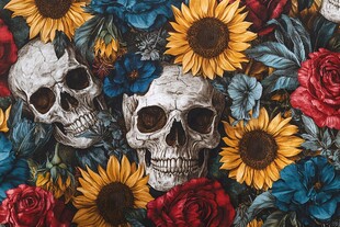 骷髅花卉图案的独特艺术