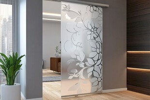 简约居室中的花纹玻璃移门