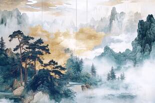 水墨山水间的诗意自然景