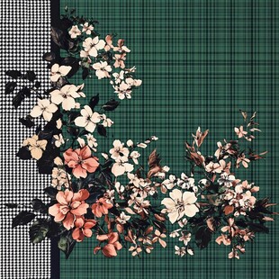 花卉格纹拼接图案设计