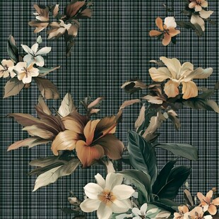 复古花卉格子图案背景