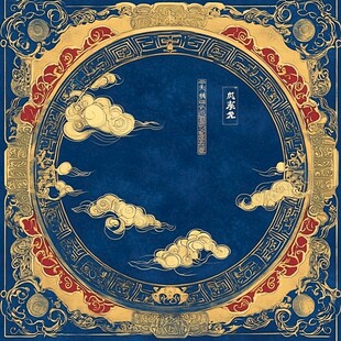 中式古典云纹边框装饰图