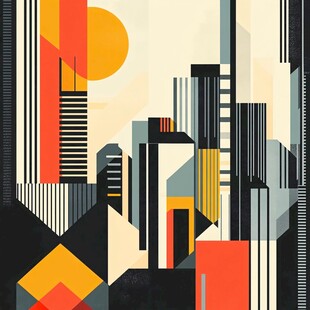 几何风格现代都市景观图