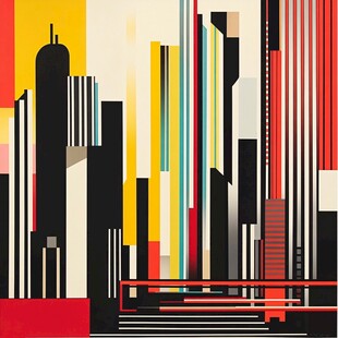 抽象都市建筑艺术画作