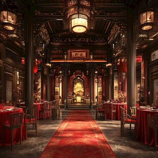 中式古风豪华宴会厅堂