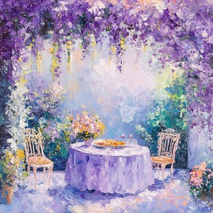 梦幻紫藤下的优雅下午茶