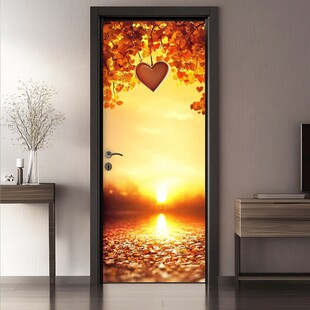 夕阳爱心门贴 浪漫氛围感