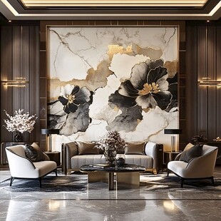 奢华客厅 艺术壁画与精致软装