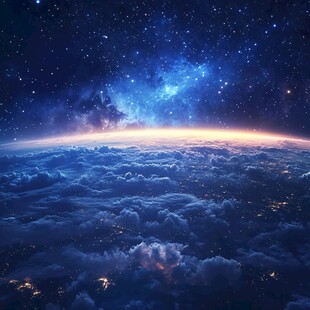 梦幻星空下的云海壮丽景观