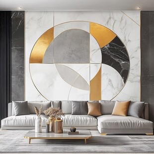 现代简约风客厅艺术背景墙