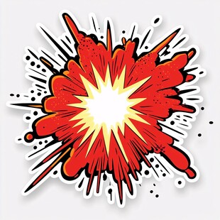 爆炸效果漫画风贴纸图案