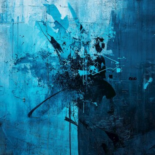 蓝色抽象涂鸦艺术画作