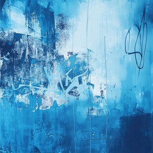 蓝色抽象涂鸦墙面艺术