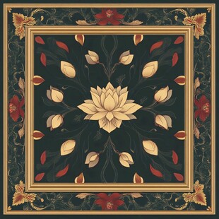 中式莲花图案复古装饰纹样