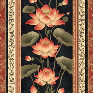 中式古典莲花装饰图案