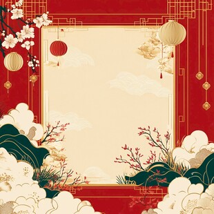 中式喜庆古风边框背景图
