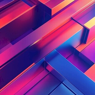 炫彩立体几何块抽象画面