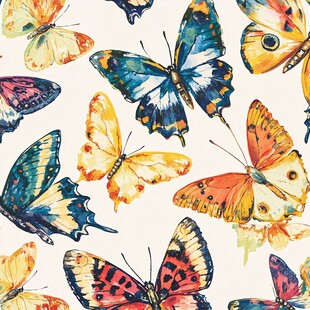 多彩水彩蝴蝶无缝图案