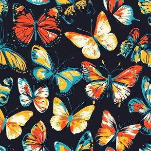多彩蝴蝶无缝图案背景