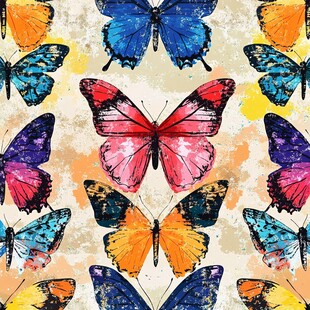 多彩蝴蝶水彩图案背景
