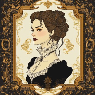 复古宫廷风优雅女士肖像