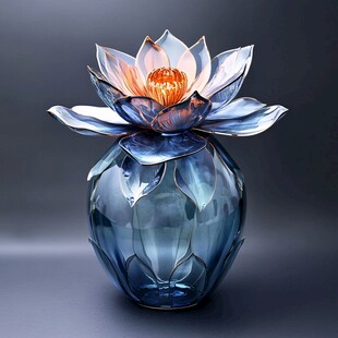 梦幻琉璃莲花花瓶摆件