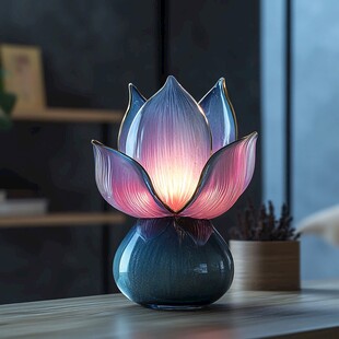 梦幻莲花造型台灯点亮温馨