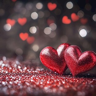 浪漫红心闪耀背景图